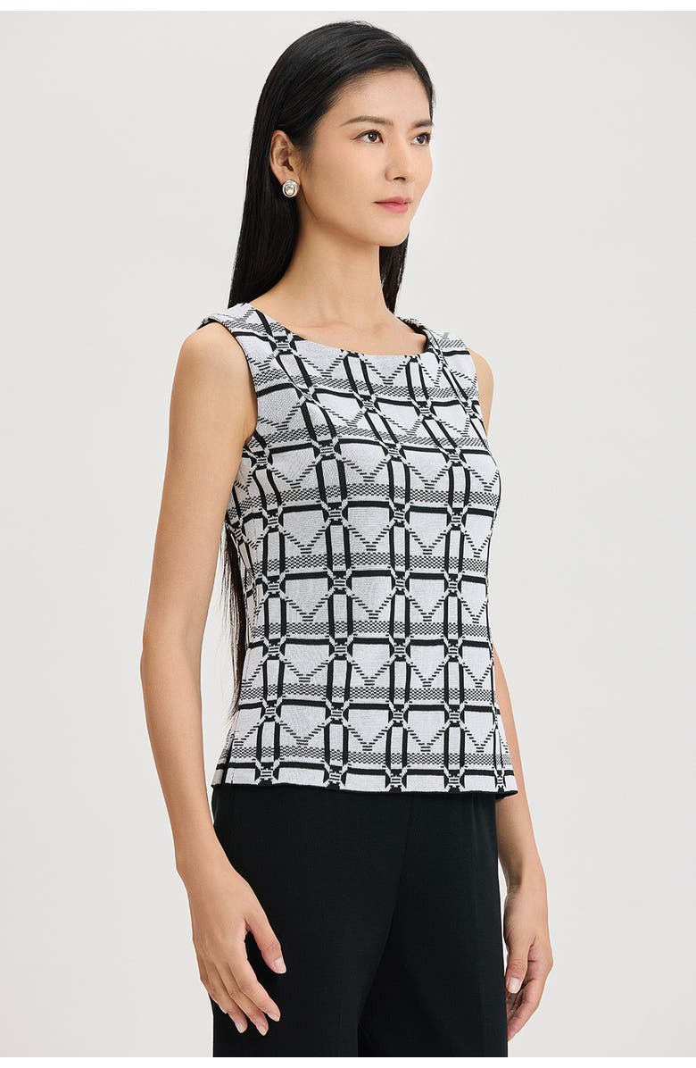 Ming Wang Monochrome Geometric Knit Tank, Alternate, color, 