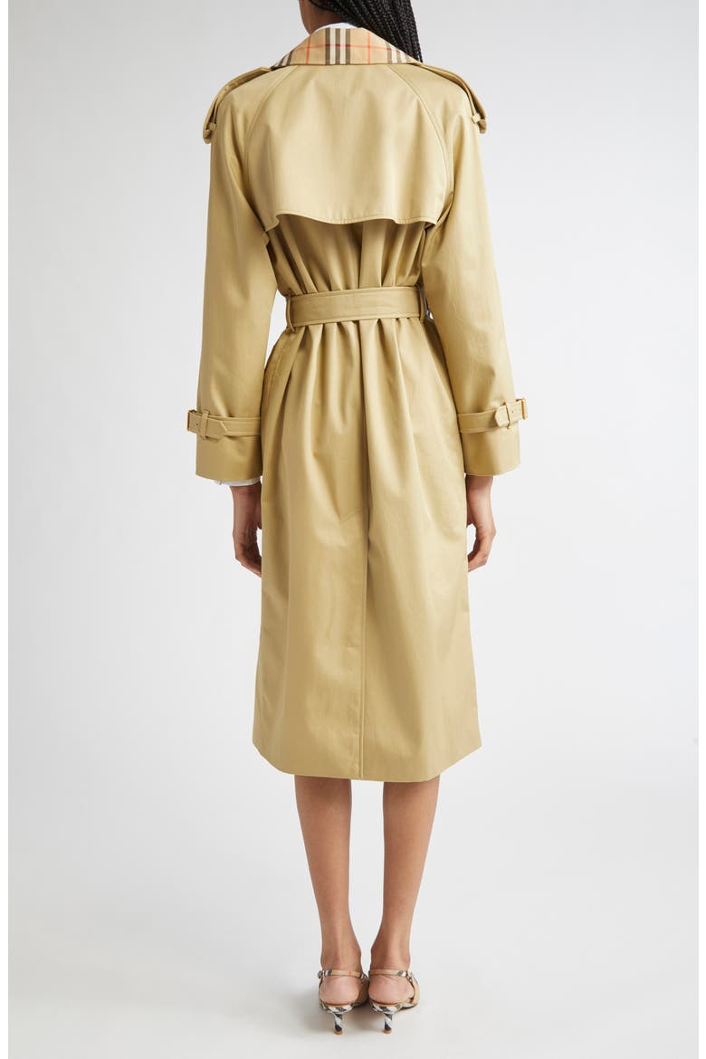 Castleford Check Collar Water Resistant Gabardine Trench Coat, Alternate, color, HAMPER