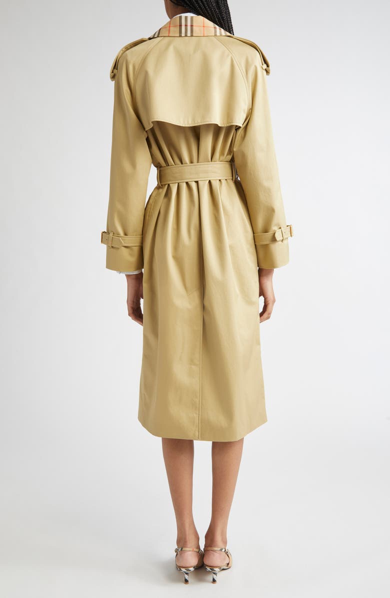 Burberry Castleford Check Collar Water Resistant Gabardine Trench Coat, Alternate, color, Hamper