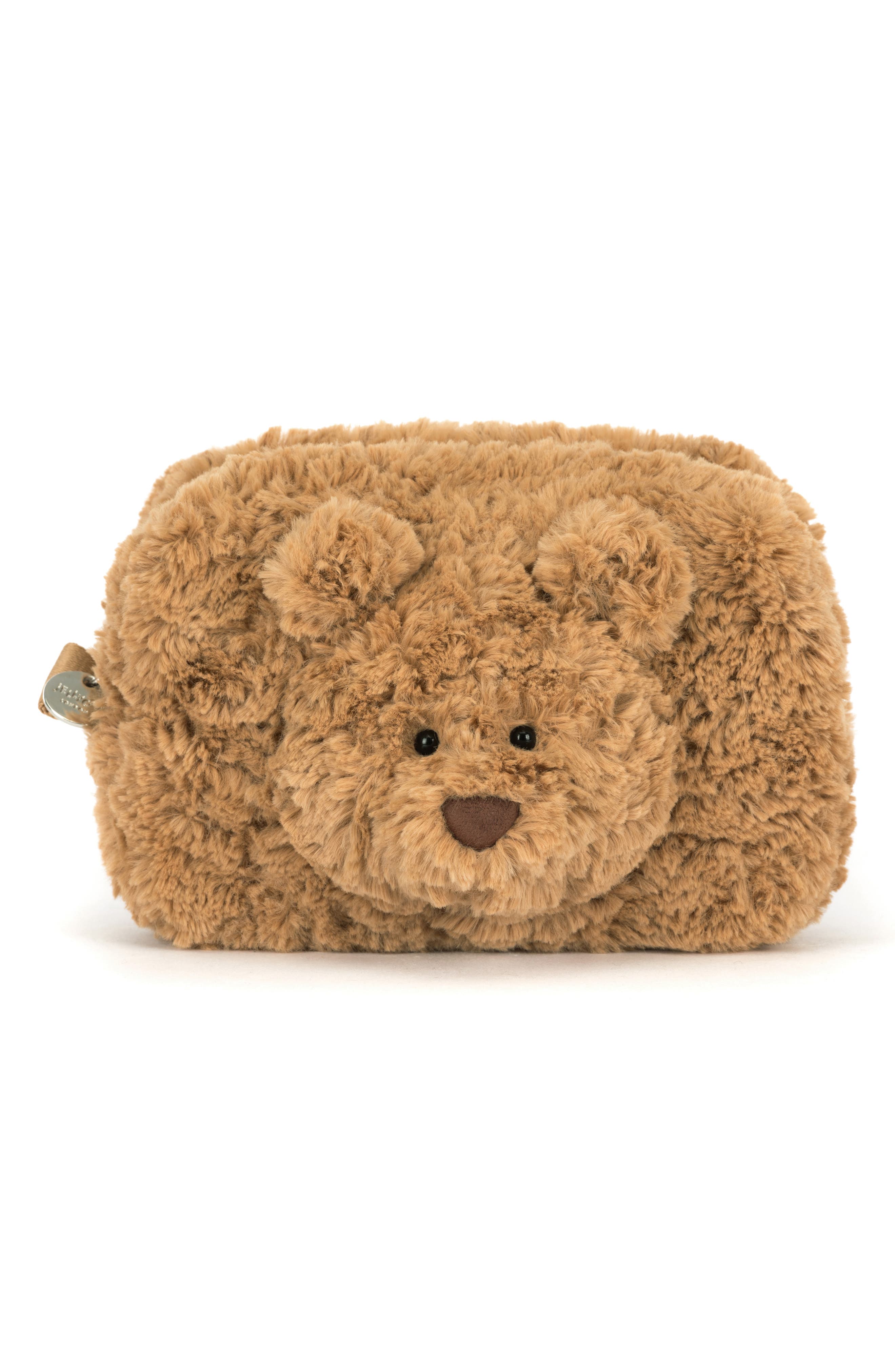 Kids' Bartholomew Bear Plush Pouch, Main, color, BROWN