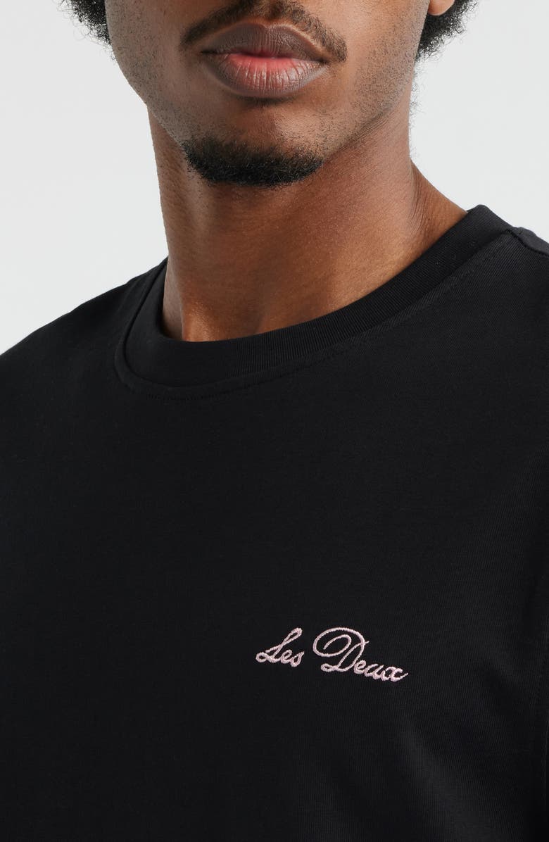 Les Deux Wild Flower Embroidered Organic Cotton T-Shirt, Alternate, color, Black