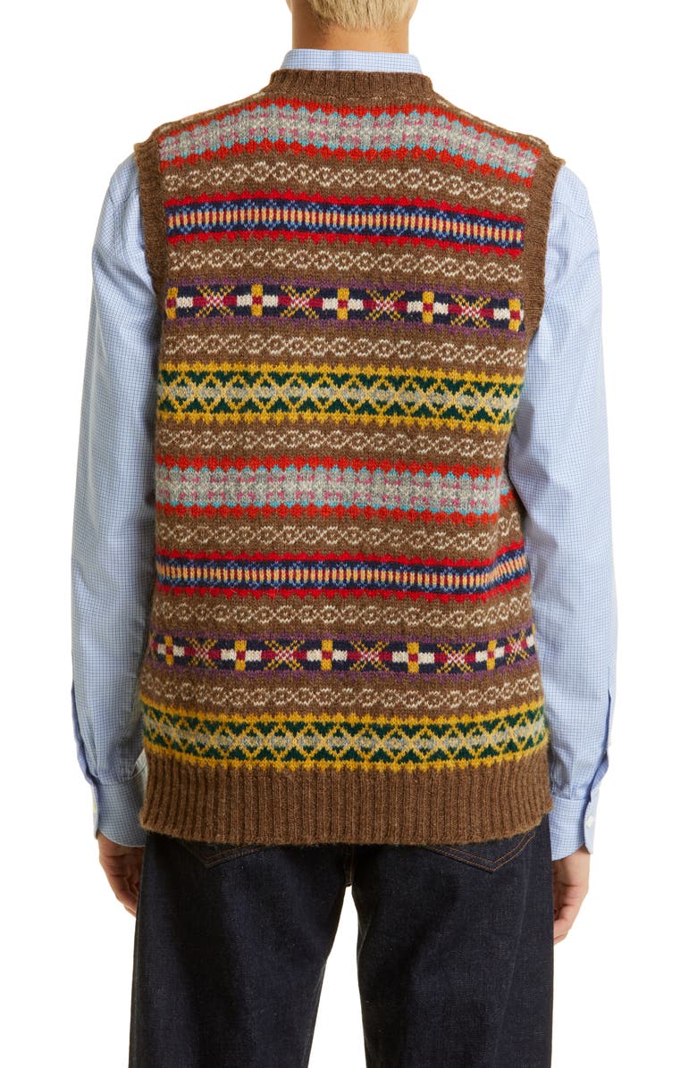 Drake's Men's Fair Isle V-Neck Wool Sweater Vest, Alternate, color, 