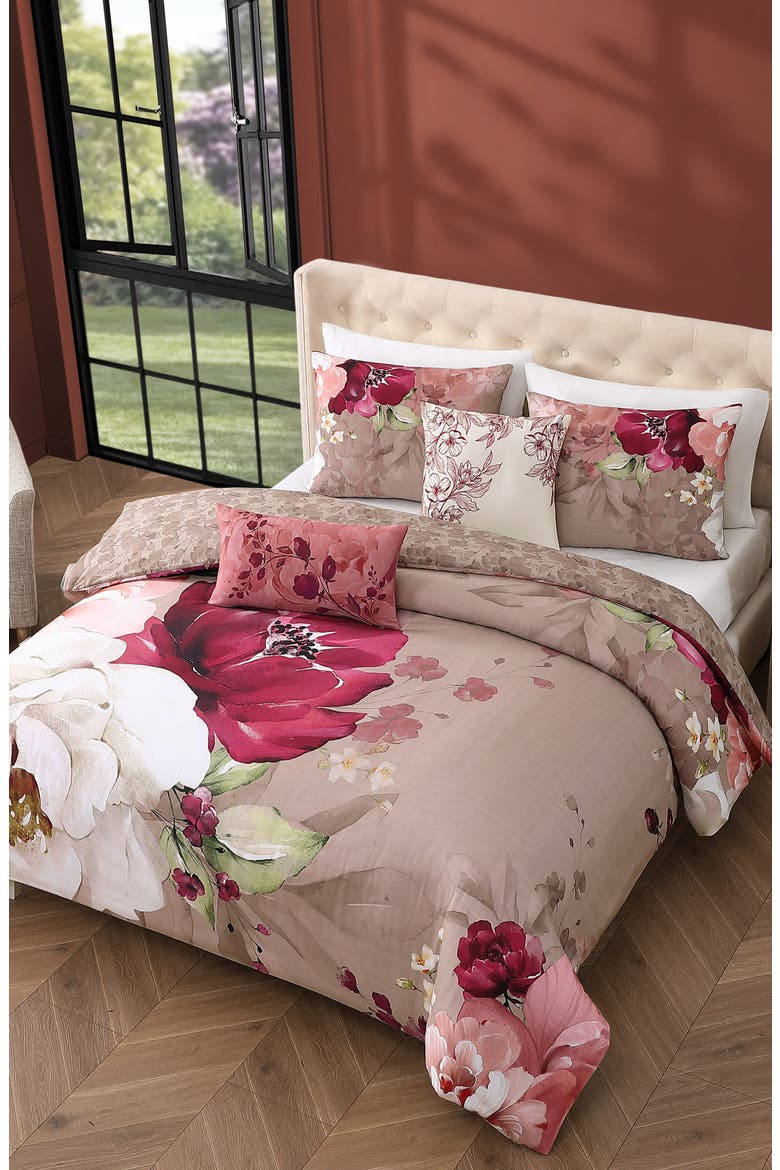 Florence Reversible 5-Piece Comforter Set, Alternate, color, BROWN