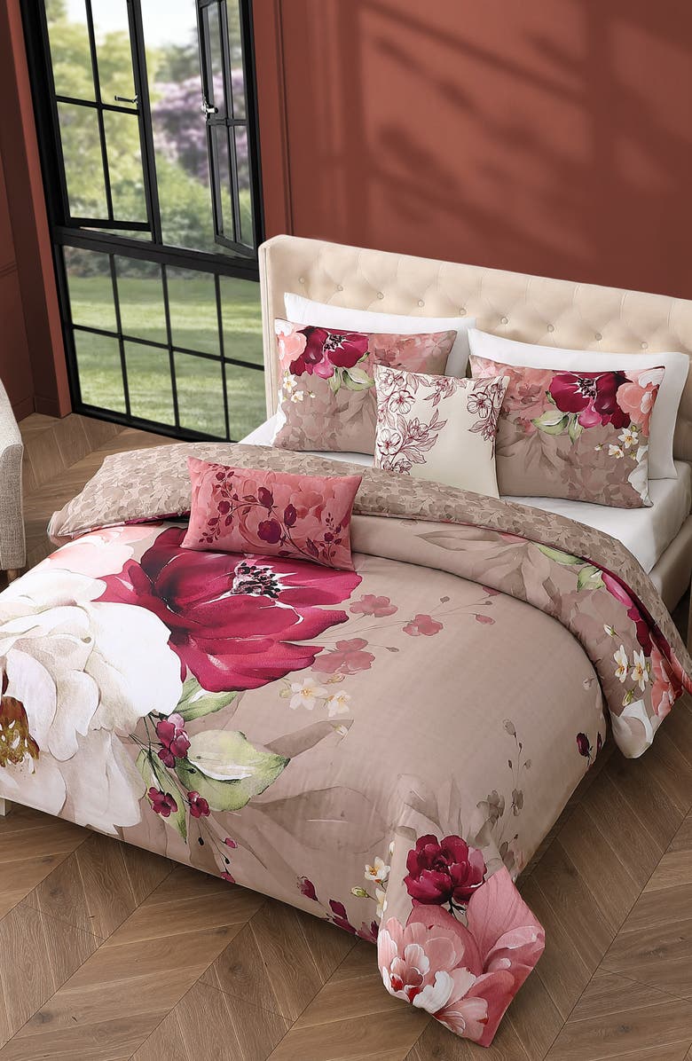 Bebejan Florence Reversible 5-Piece Comforter Set, Alternate, color, Brown