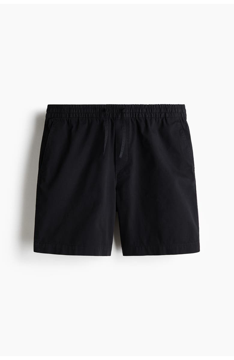 H&M Relaxed Fit Cotton Shorts, Main, color, Black