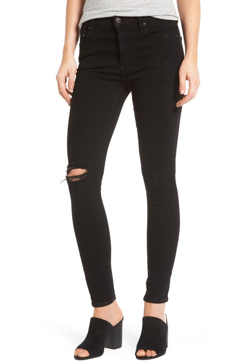Rocket High Waist Skinny Jeans, Main, color, BLACK ECHOES