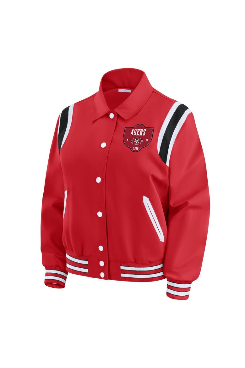 Women's WEAR by Erin Andrews Scarlet San Francisco 49ers Varsity Lightweight Full-Snap Jacket, Alternate, color, Scarlet