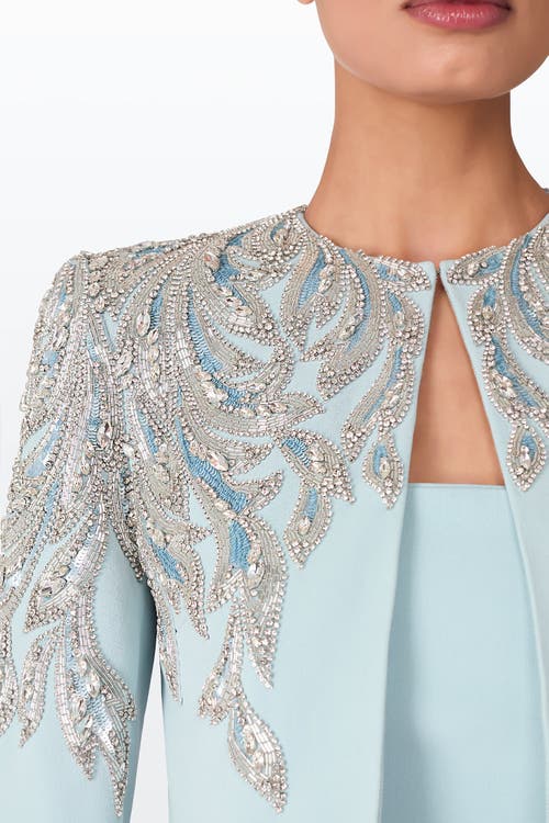 Jenny Packham Satin Embellished Versalilles Jacket In Blue