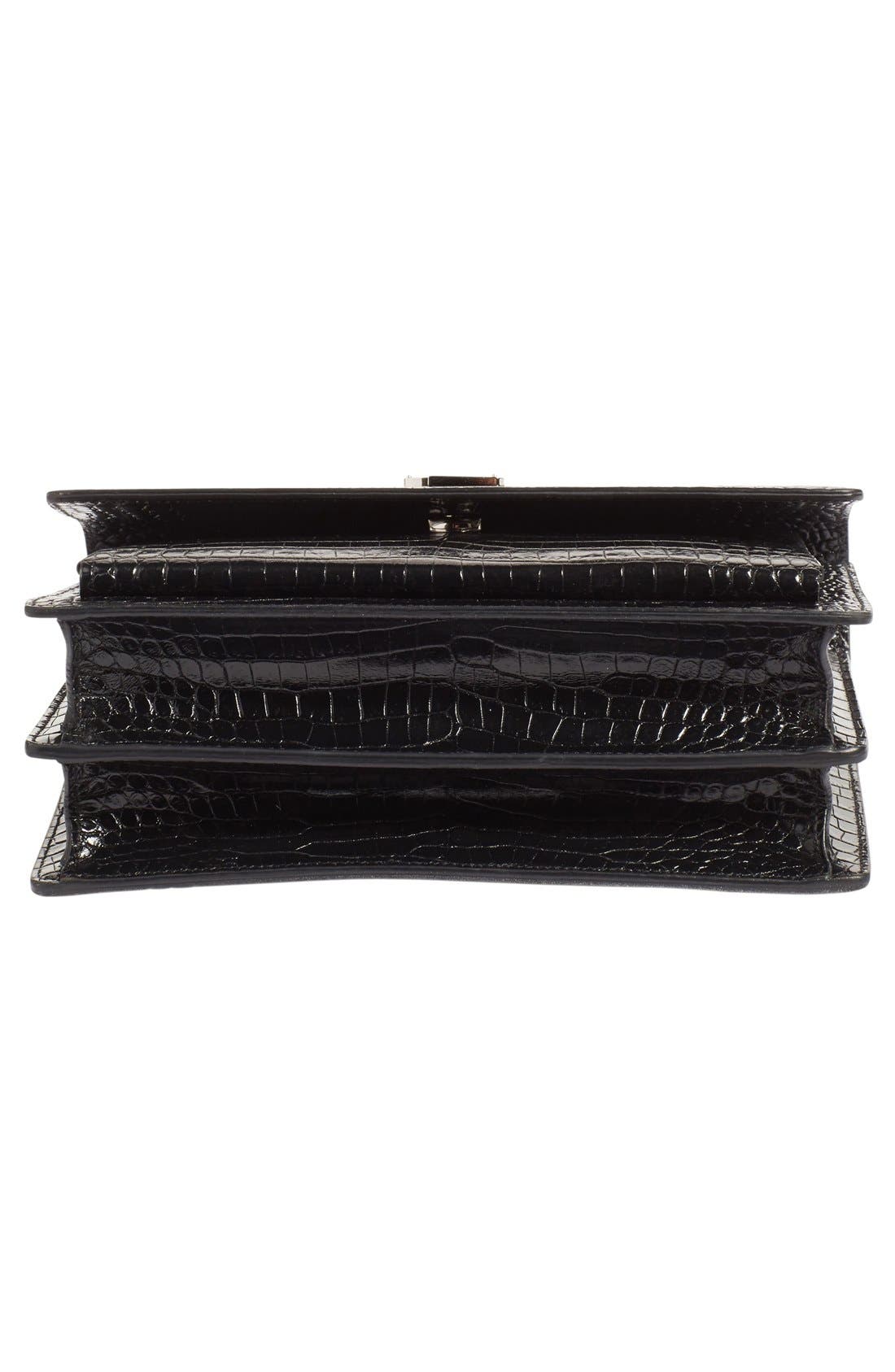 'Medium Monogram Sunset' Croc Embossed Leather Shoulder Bag, Alternate, color, NERO