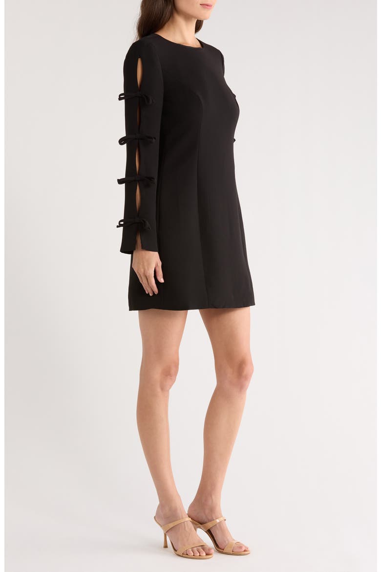 Bow Long Sleeve Sheath Dress, Alternate, color, RICH BLACK