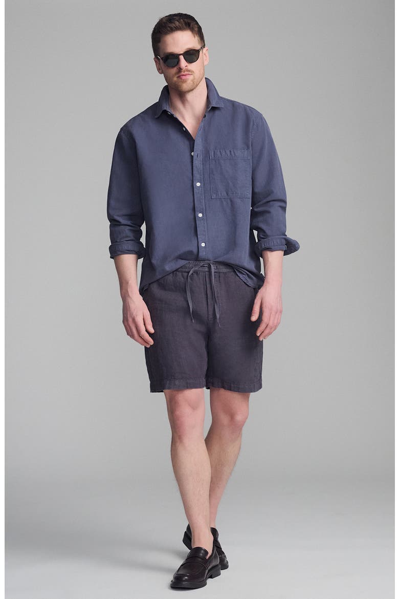 Cotton Blend Button-Up Shirt, Alternate, color, OUTER SPACE