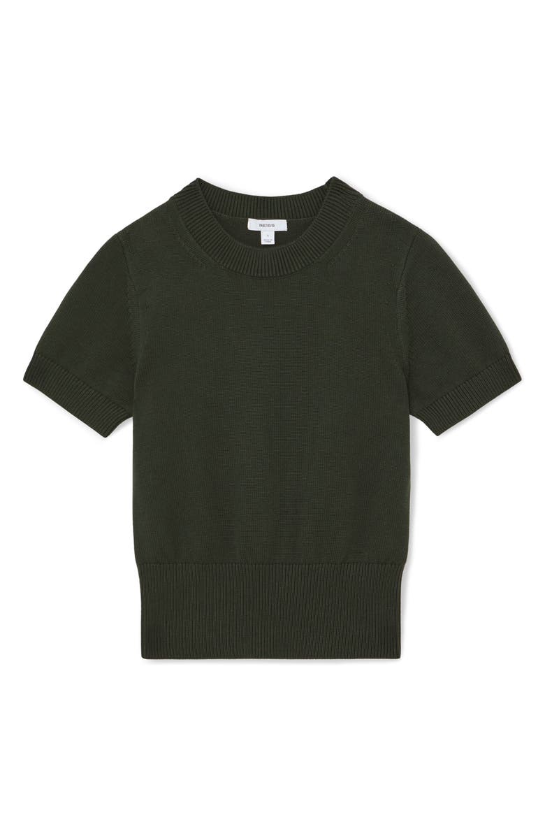 Reiss Anita Short Sleeve Cotton & Wool Sweater, Alternate, color, Khaki Green
