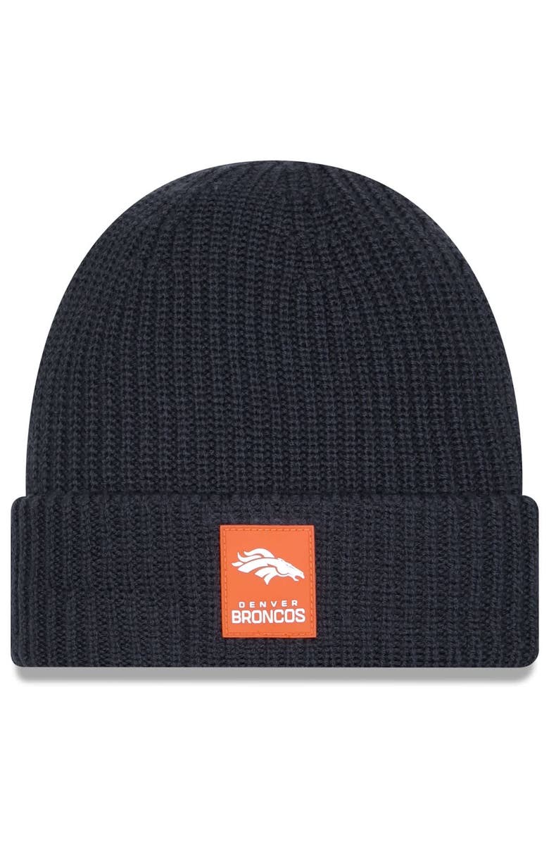 New Era Men's New Era Charcoal Denver Broncos 2025 Sideline Cold Weather Cuffed Knit Hat, Main, color, 