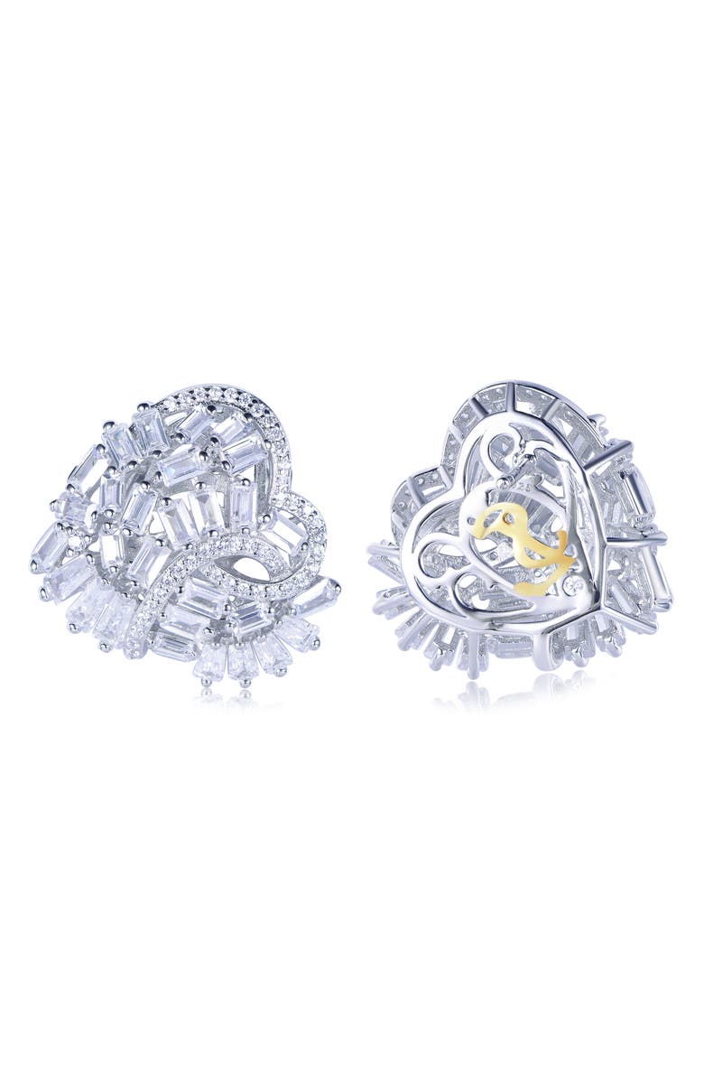 SUZY LEVIAN Cubic Zirconia Cluster Heart Stud Earrings, Alternate, color, White