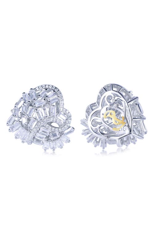 Suzy Levian Cubic Zirconia Cluster Heart Stud Earrings
