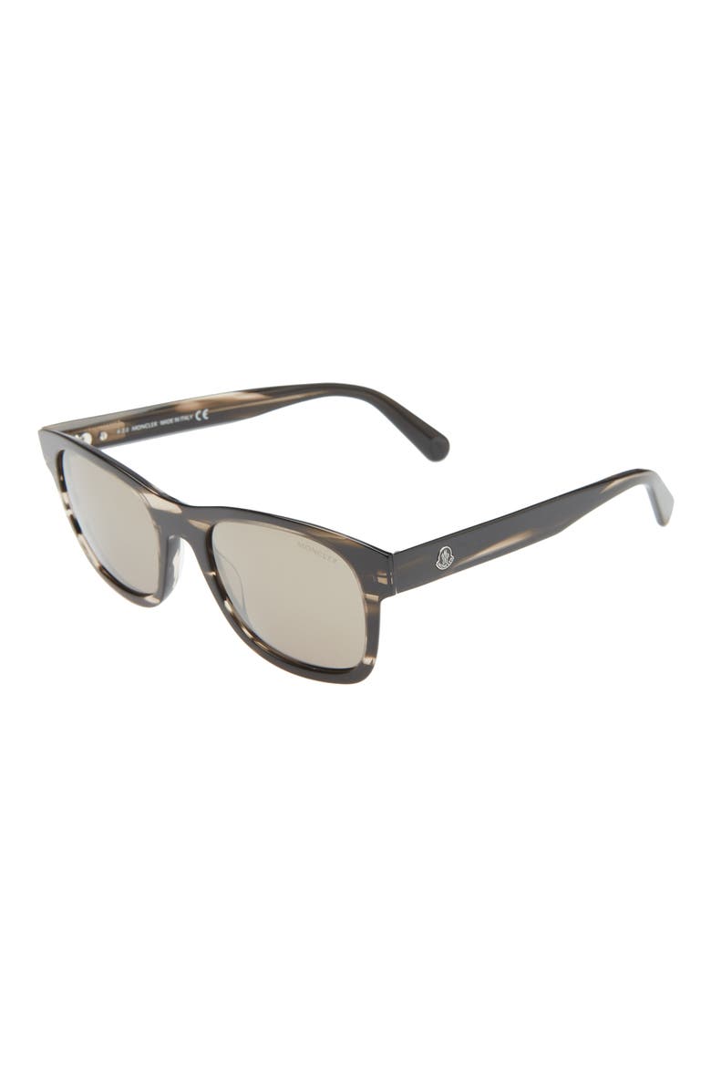 53mm Square Sunglasses, Alternate, color, SHINY DARK BROWN / MIRROR