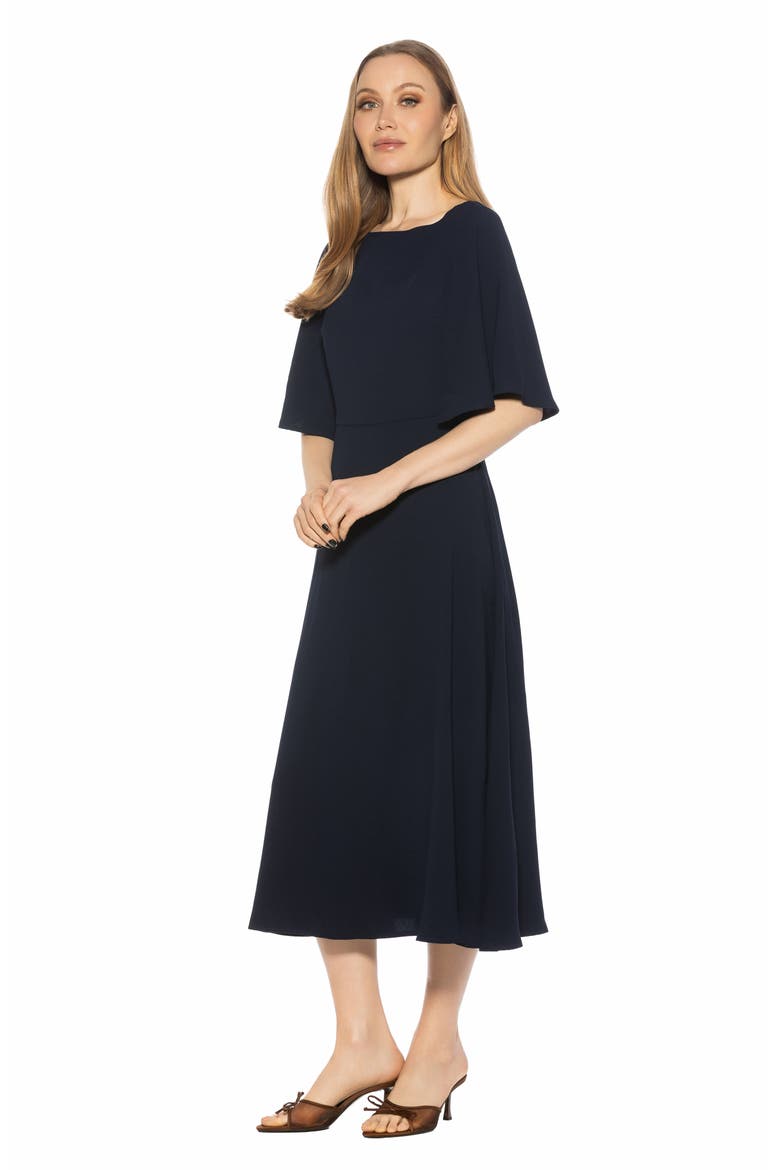 Milos Boatneck Midi Dress, Alternate, color, NAVY
