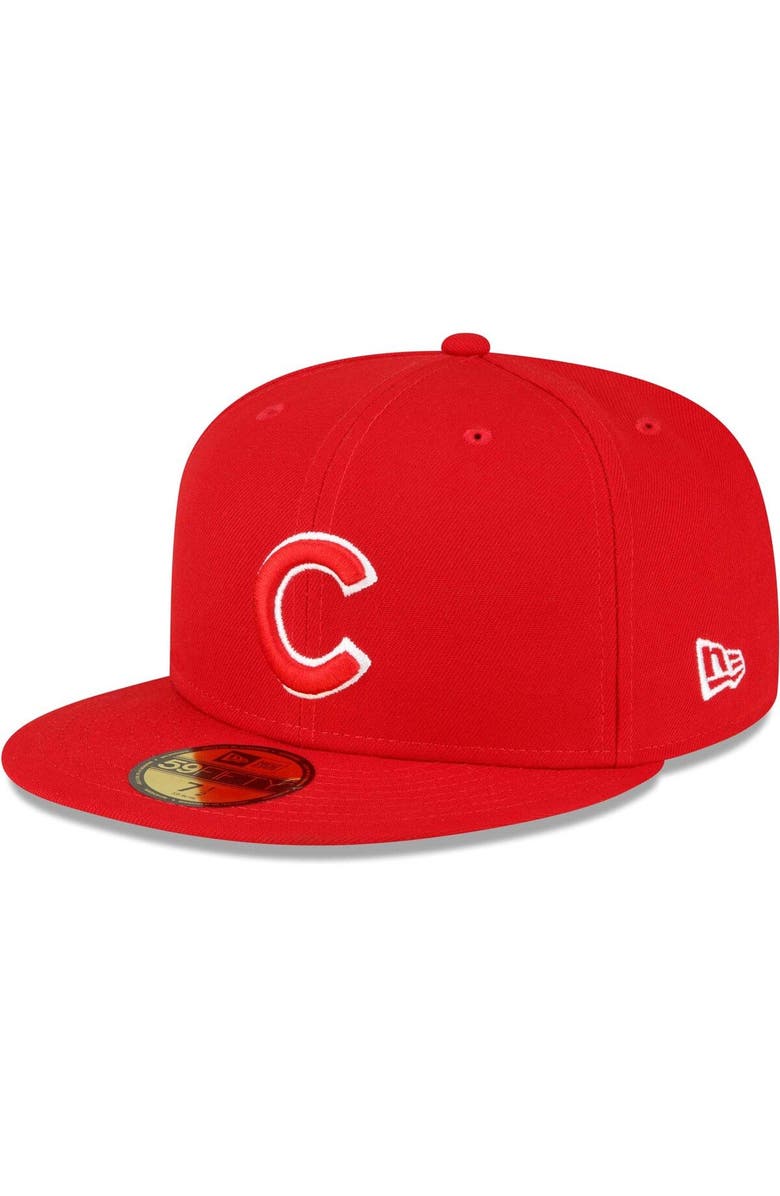 New Era Men's New Era Red Chicago Cubs Sidepatch 59FIFTY Fitted Hat, Alternate, color,