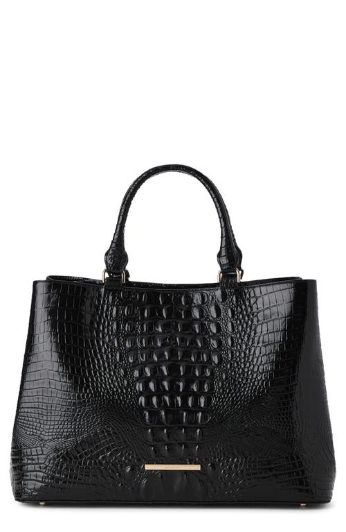 Brahmin Denise Croc Embossed Leather Tote In Black