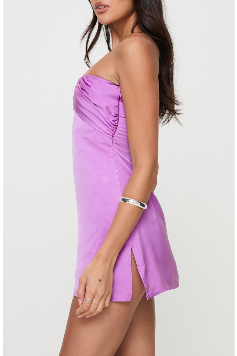 Irena Strapless Satin Minidress, Alternate, color, PURPLE