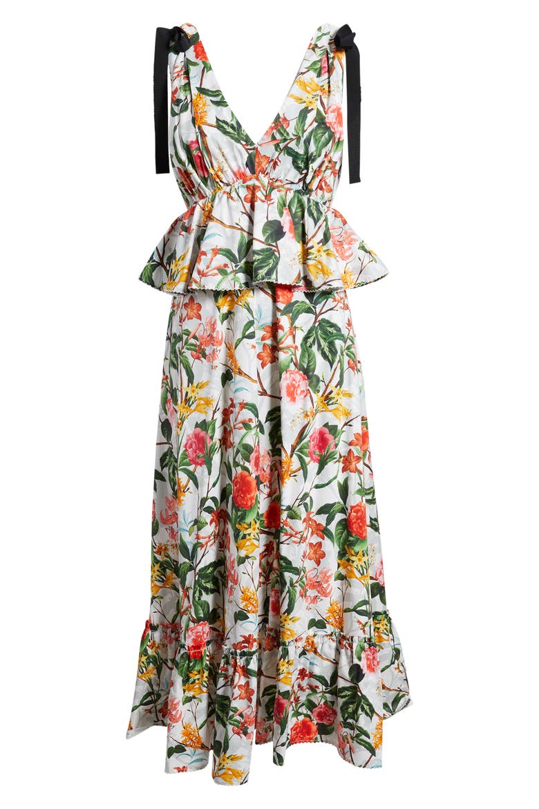 Daniela Floral Embroidered Trim Cotton Maxi Dress, Alternate, color, TROPICAL PARADISE