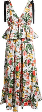 LAYERED WITH LOVE Daniela Floral Embroidered Trim Cotton Maxi Dress