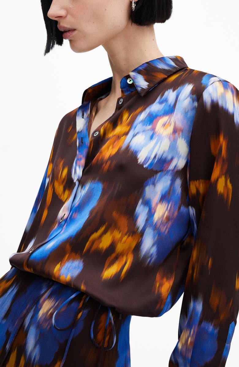 MANGO Print Satin Button-Up Shirt, Alternate, color, 