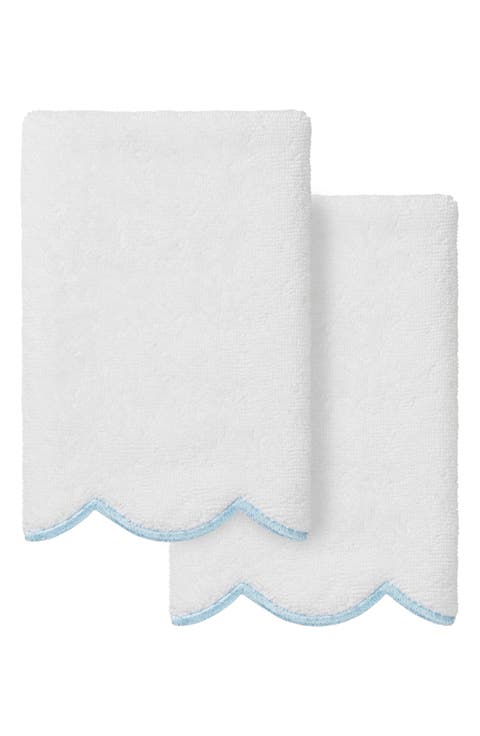 Adornia Scallop Set of 2 Fingertip Towels
