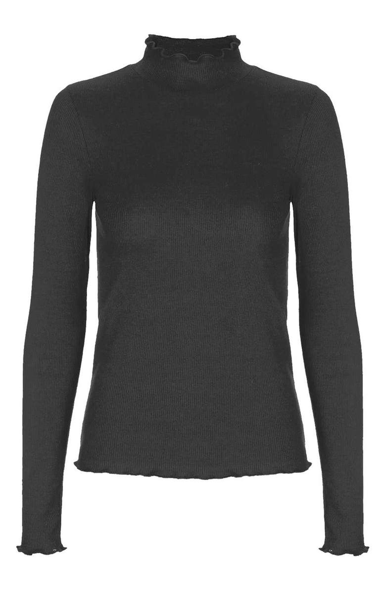 Topshop Lettuce Edge Turtleneck, Alternate, color, 