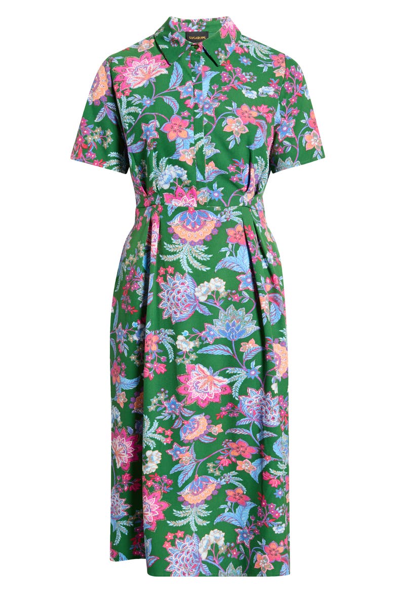 Elara Floral Marisy Collared Shirtdress, Alternate, color, EMERALD-MULTI