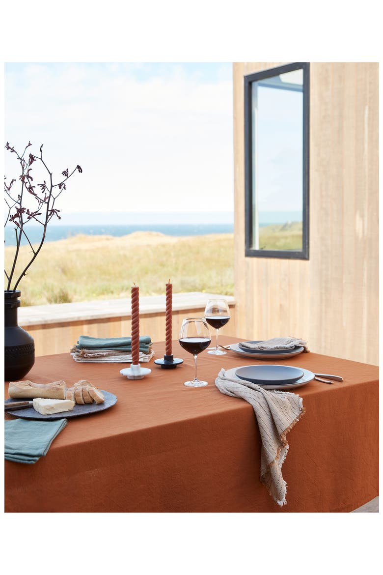 Sonoma Textured Organic Cotton Tablecloth, Alternate, color, RUST