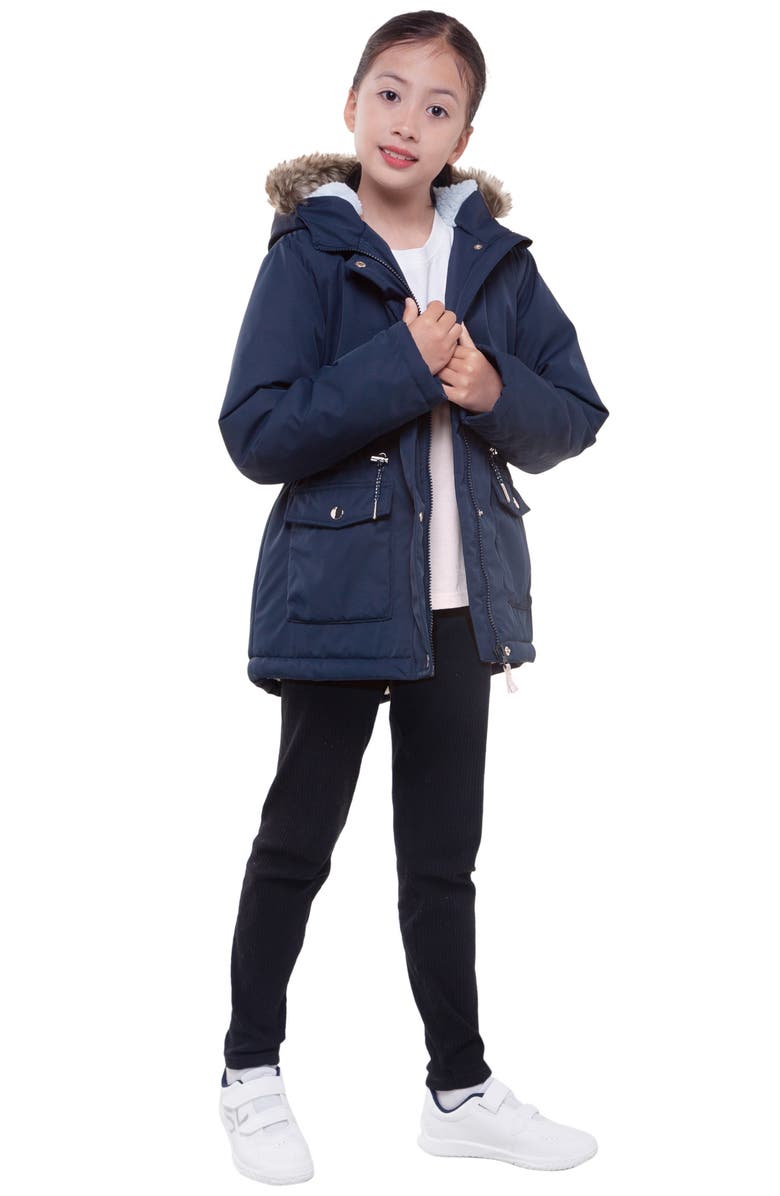 Rokka&Rolla Kids' Cozy Fleece-Lined Parka, Alternate, color, Navy
