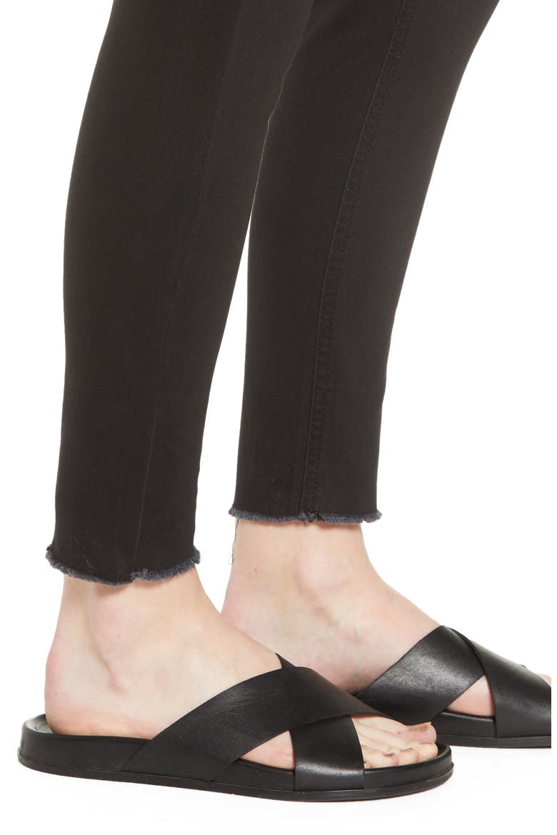 Fray Hem High Waist Jeggings, Alternate, color, BLACK WASH