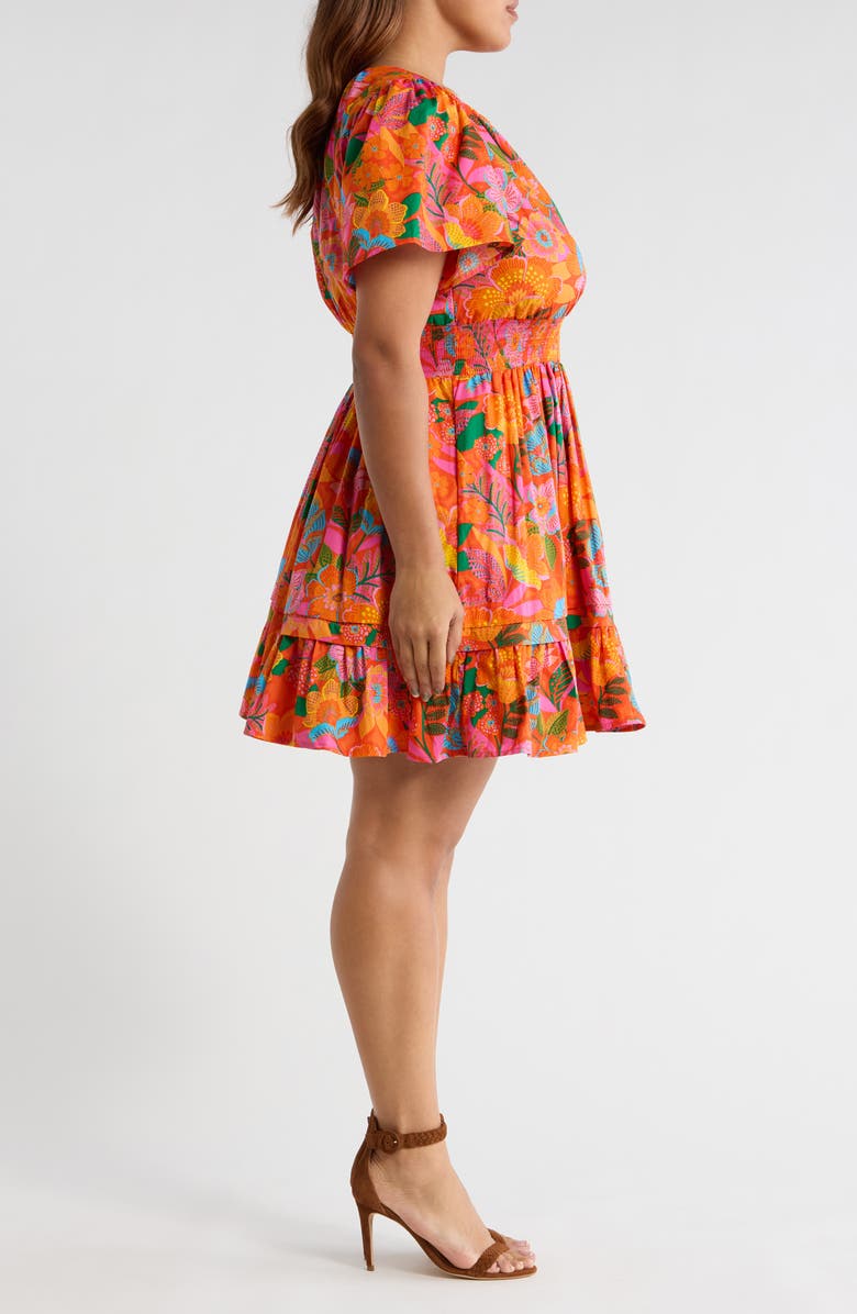 SUGARLIPS Idalia Floral Miller Minidress, Alternate, color, Orange-Floral