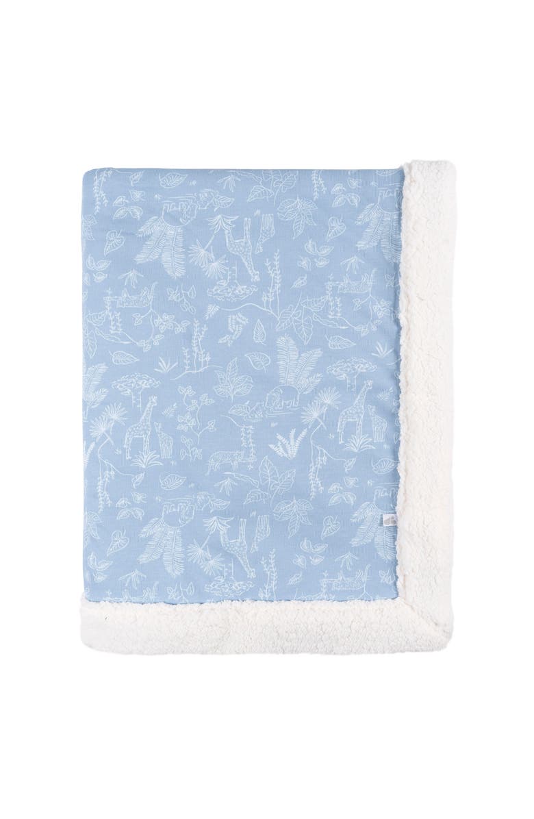 Just Born Nature Plush Blanket with Fleece Trim, Alternate, color, Blue Nature