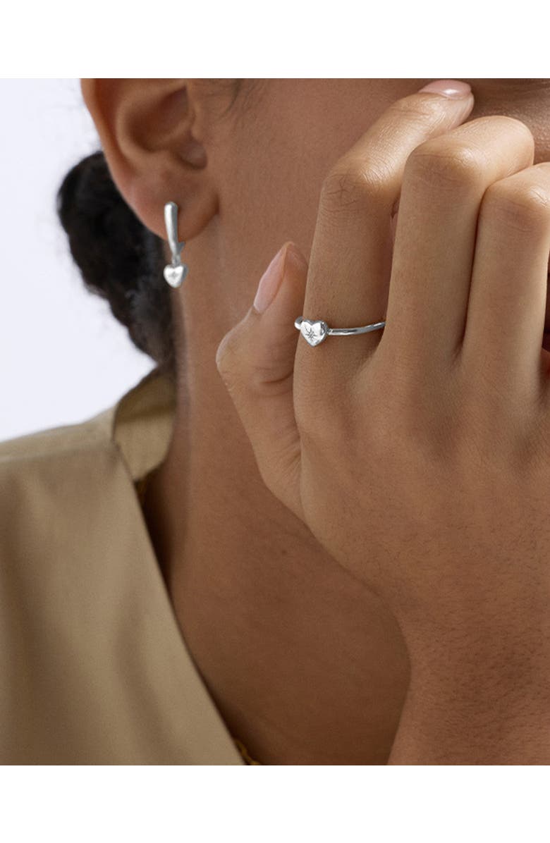 Astley Clarke Silver Biography Heart Hoop Drop Earrings, Alternate, color, Silver