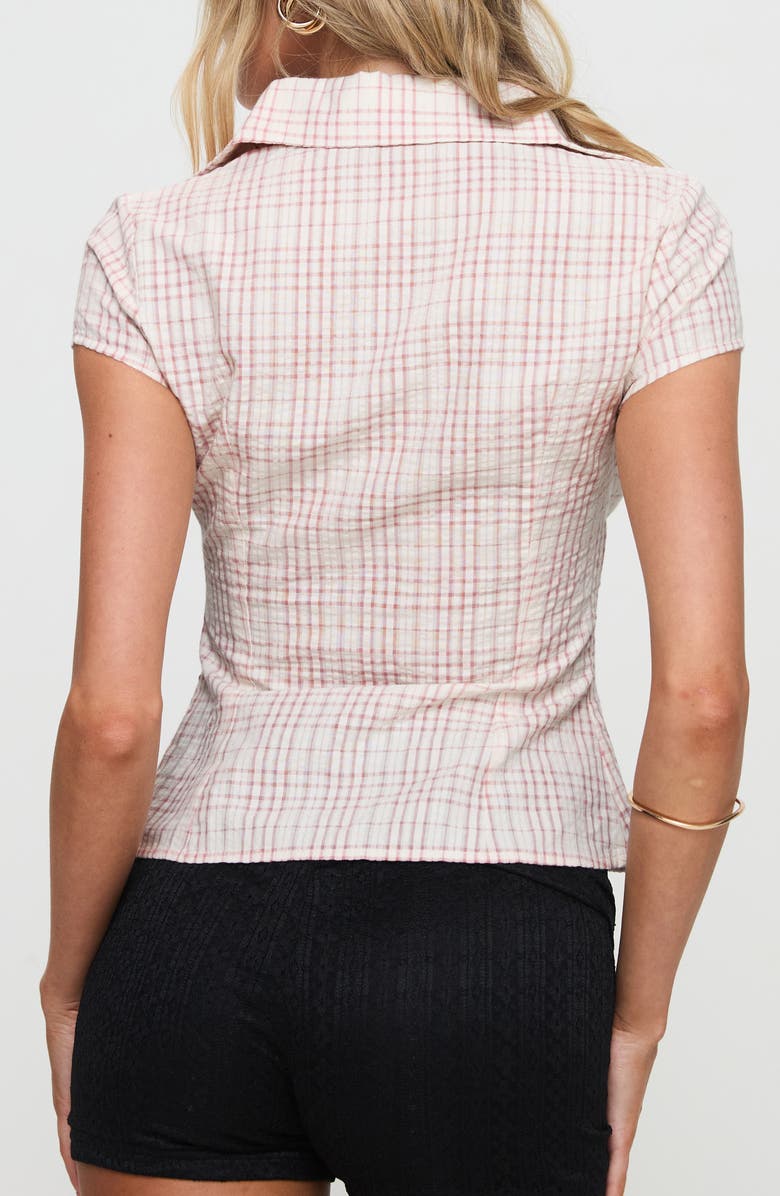 Princess Polly Check Button-Up Shirt, Alternate, color, Pink Check