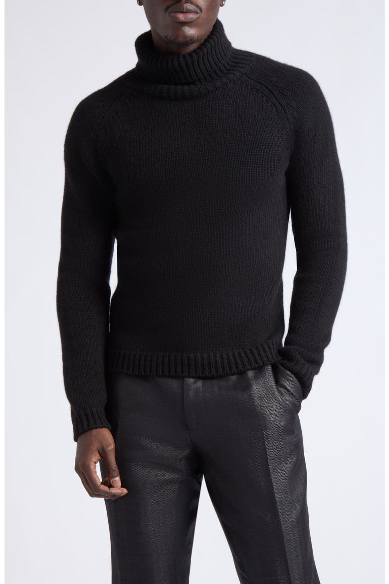 Wool, Cashmere & Mohair Roll Neck Sweater, Main, color, BLACK