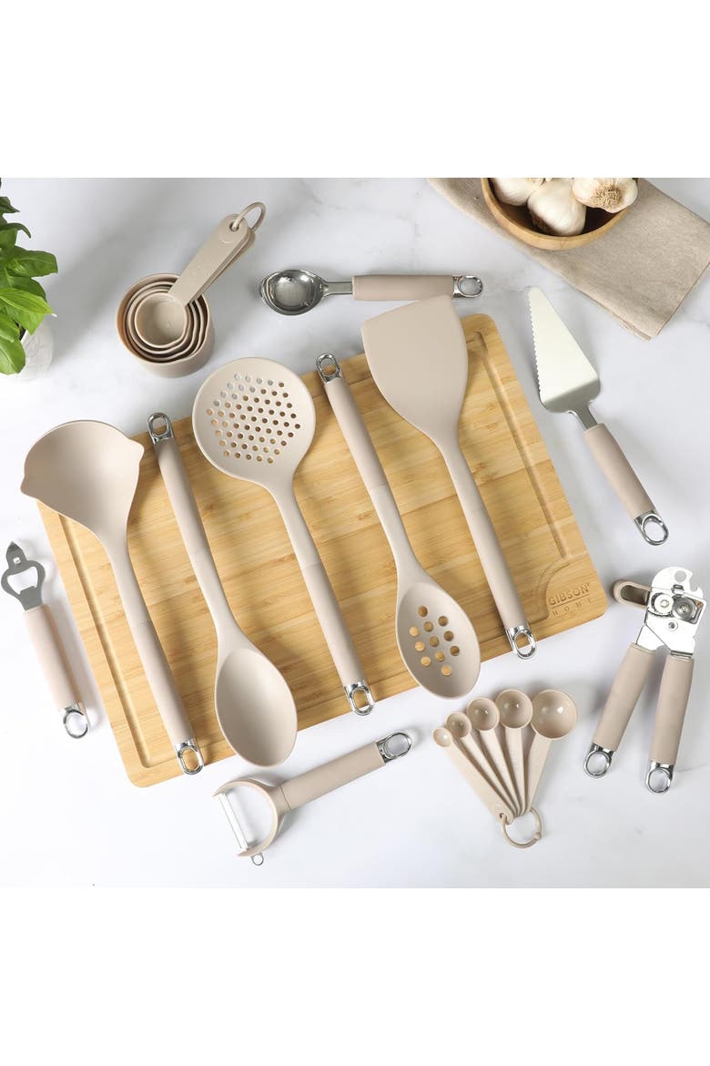 20 Piece Nylon Kitchen Gadget & Tool Set in Taupe, Alternate, color, Brown