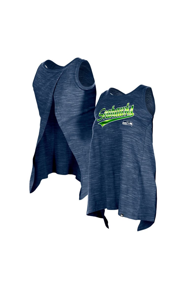 Women's New Era College Navy Seattle Seahawks  Space Dye Active Tank Top, Main, color, Navy