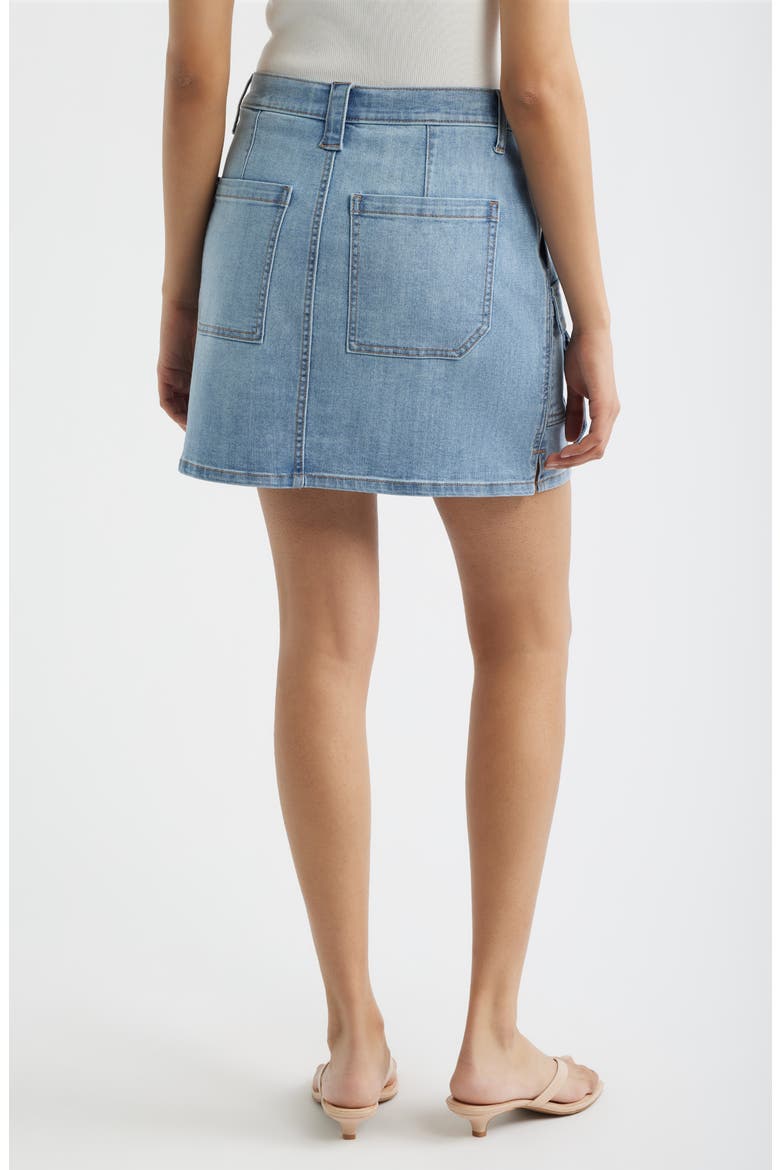 Cargo Denim Miniskirt, Alternate, color, MEDIUM INDIGO