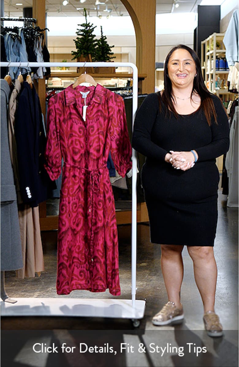 Seaside Ikat Long Sleeve Midi Shirtdress, sales video thumbnail