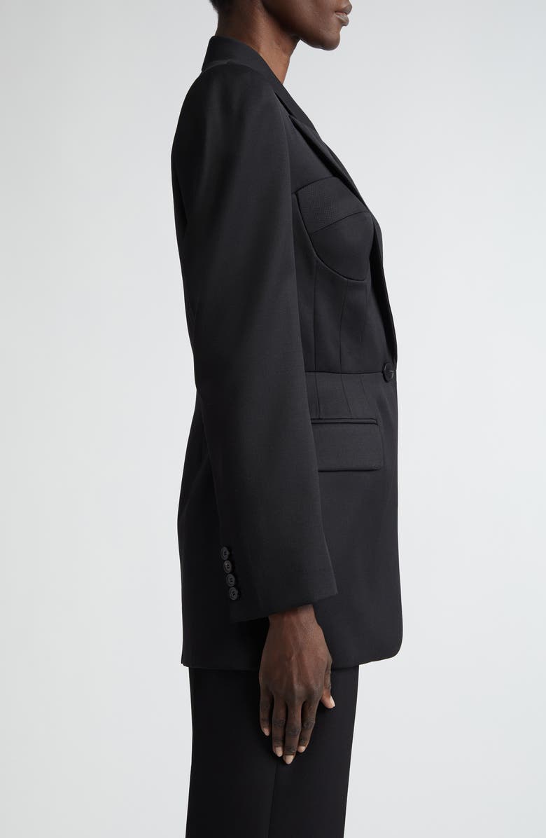 McQueen Trompe l'Oeil Corset Detail Wool Blazer, Alternate, color, 