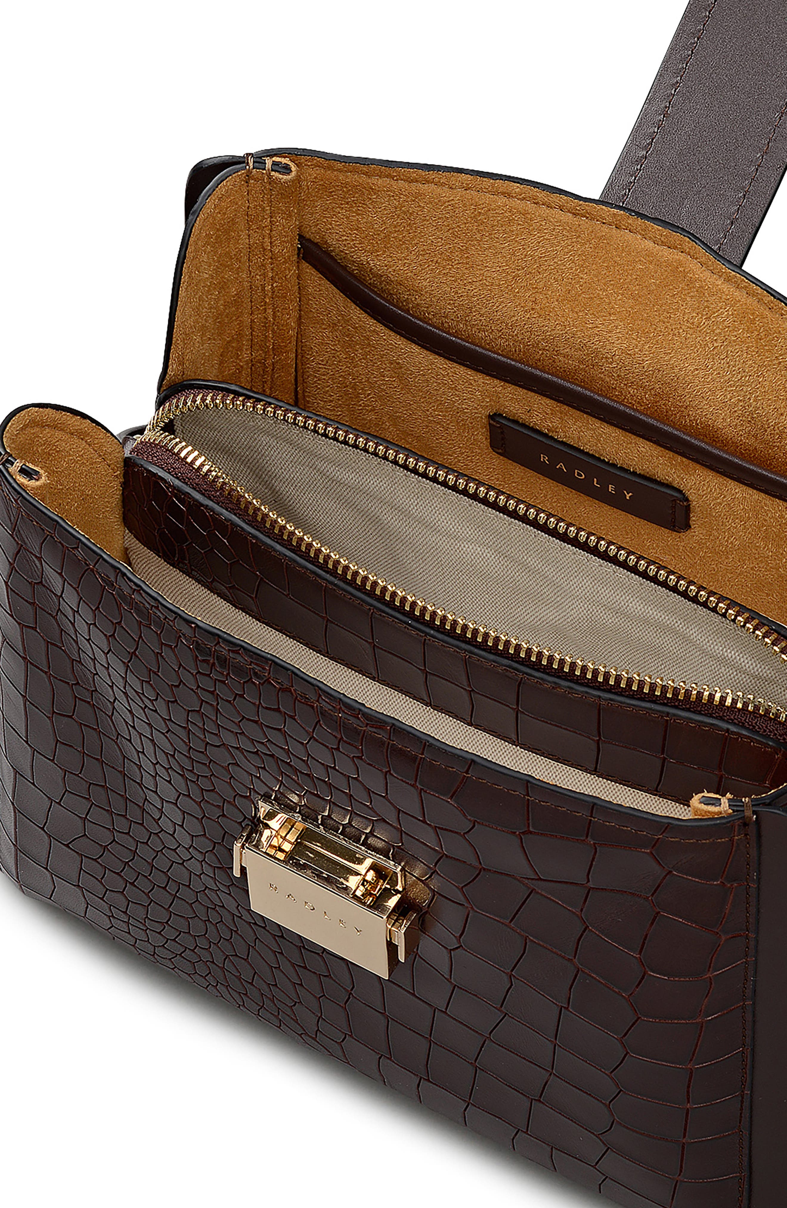 Radley Sloane Croc Embossed Leather Crossbody Bag, Alternate, color, 