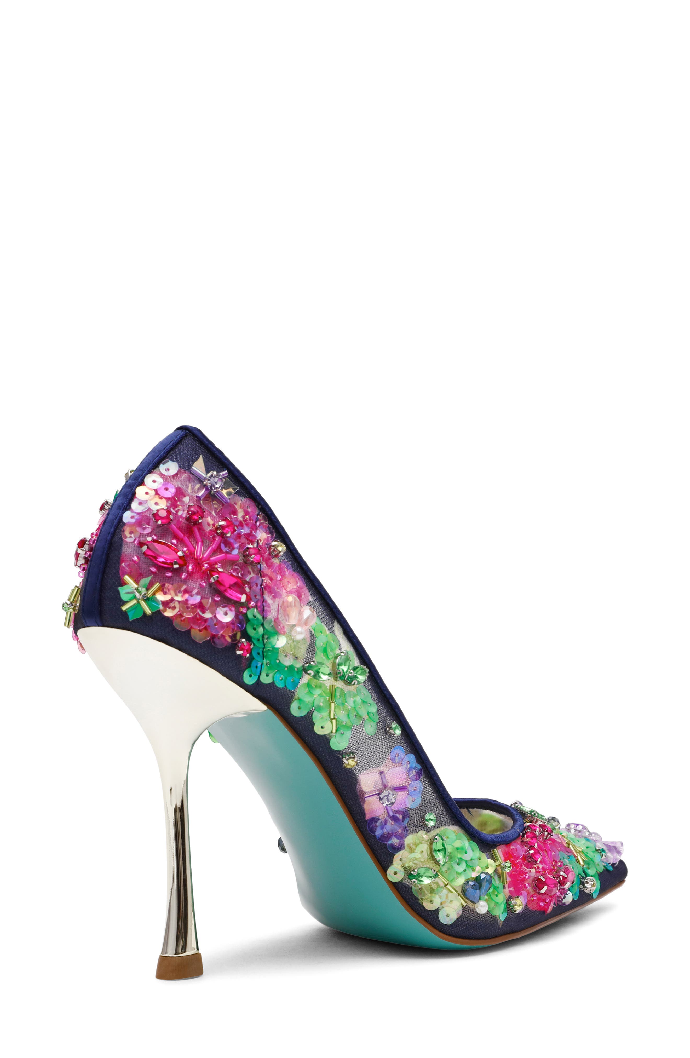 Betsey Johnson Netta Pointed Toe Pump, Alternate, color, Navy Multi