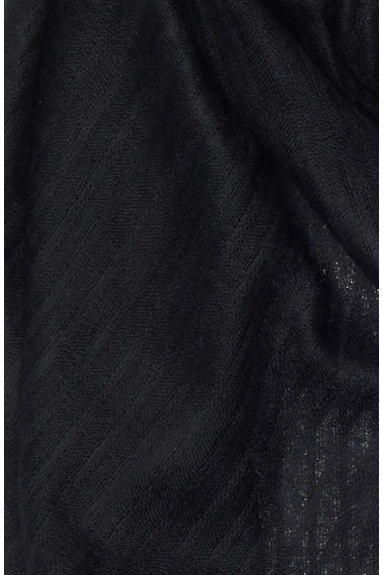 Striped Silk & Cashmere Scarf, Alternate, color, BLACK