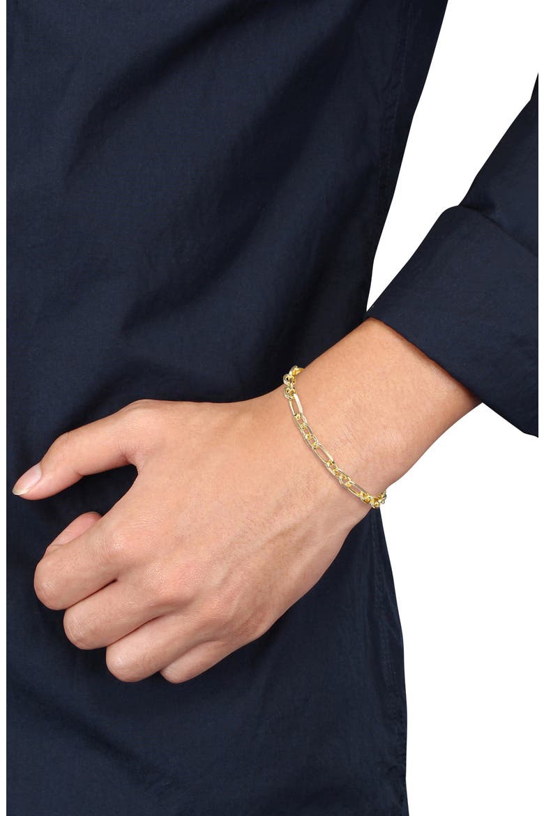 Men's Diamond Cut Figaro Chain Bracelet, Alternate, color, GOLD