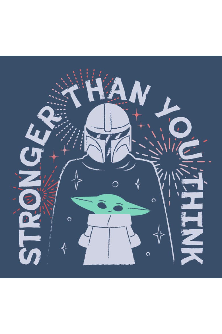 Junior's Star Wars The Mandalorian Stronger Than Fireworks  Sweatshirt, Alternate, color, Blue Heather