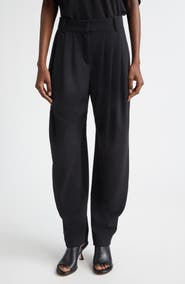 Michael Kors Collection Pleated Wool Stretch Crepe Barrel Leg Pants