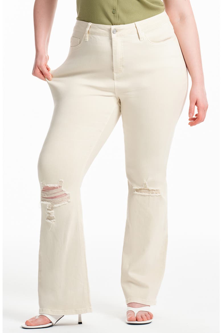 Emily High Waist Distressed Flare Leg Jean, Alternate, color, ECRU